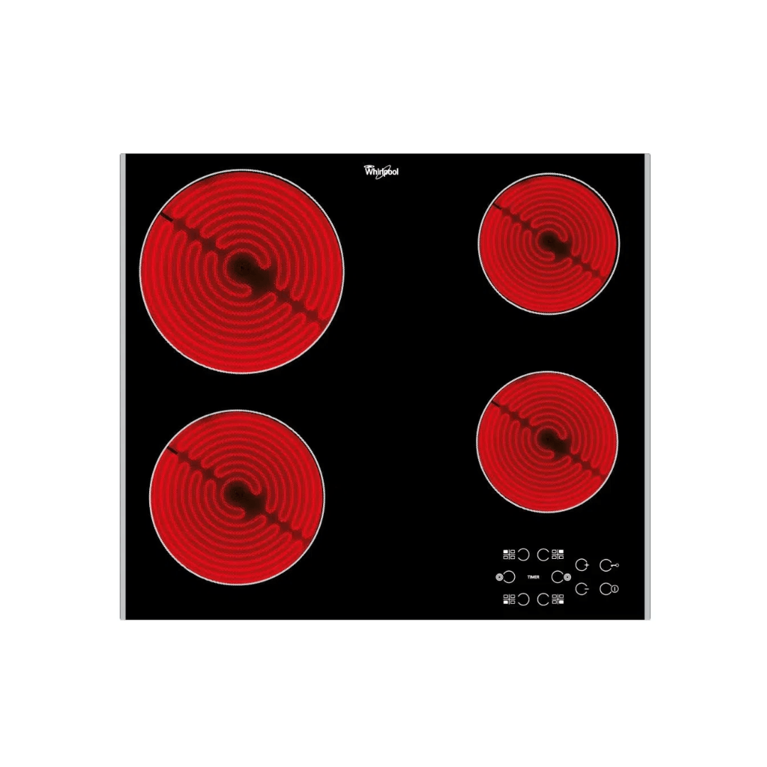 ANAFE ELÉCTRICO VITROCERÁMICO WHIRLPOOL 60CM/ 4 ZONAS DE CALOR/ CRISTAL NEGRO/ WAKT8090LX