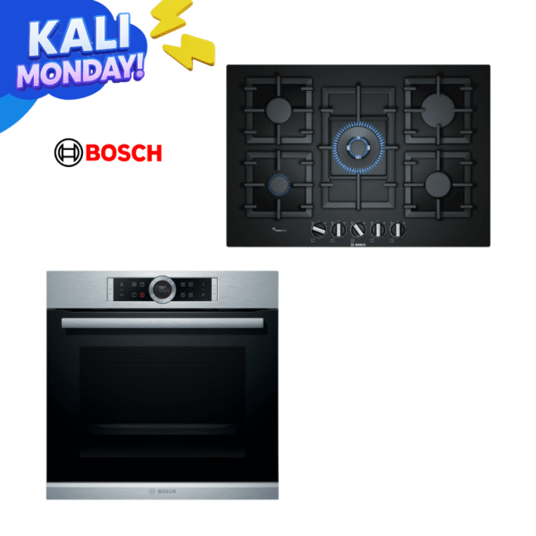 COMBO BOSCH HORNO ELÉCTRICO 71L (HBG635NS1) + ANAFE A GAS 75CM (PPQ7A6B90)