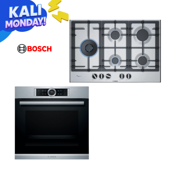 COMBO BOSCH HORNO ELÉCTRICO 71L (HBG635NS1) + ANAFE A GAS 75CM (PCS7A5B90)