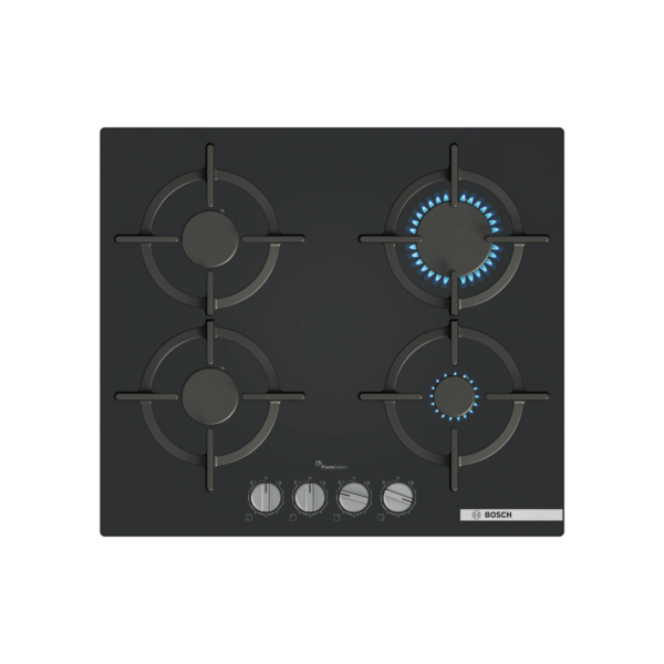 ANAFE A GAS BOSCH 60CM - SERIE 6 - 4 HORNALLAS - CRISTAL TEMPLADO NEGRO PPP6A6I10
