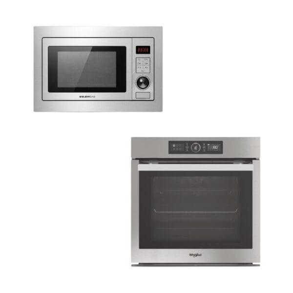 TORRE 1: HORNO ELÉCTRICO 73LTS Whirlpool (WOC74ASDIM) + MICROONDAS 25LTS Glem (GMI253IX)
