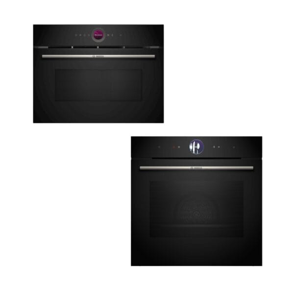 TORRE BOSCH PREMIUM: HORNO ELÉCTRICO VAPOR 71LTS SERIE 8 (HRG7361B1) + MICROONDAS 36LTS SERIE 8 (CEG732XB1)