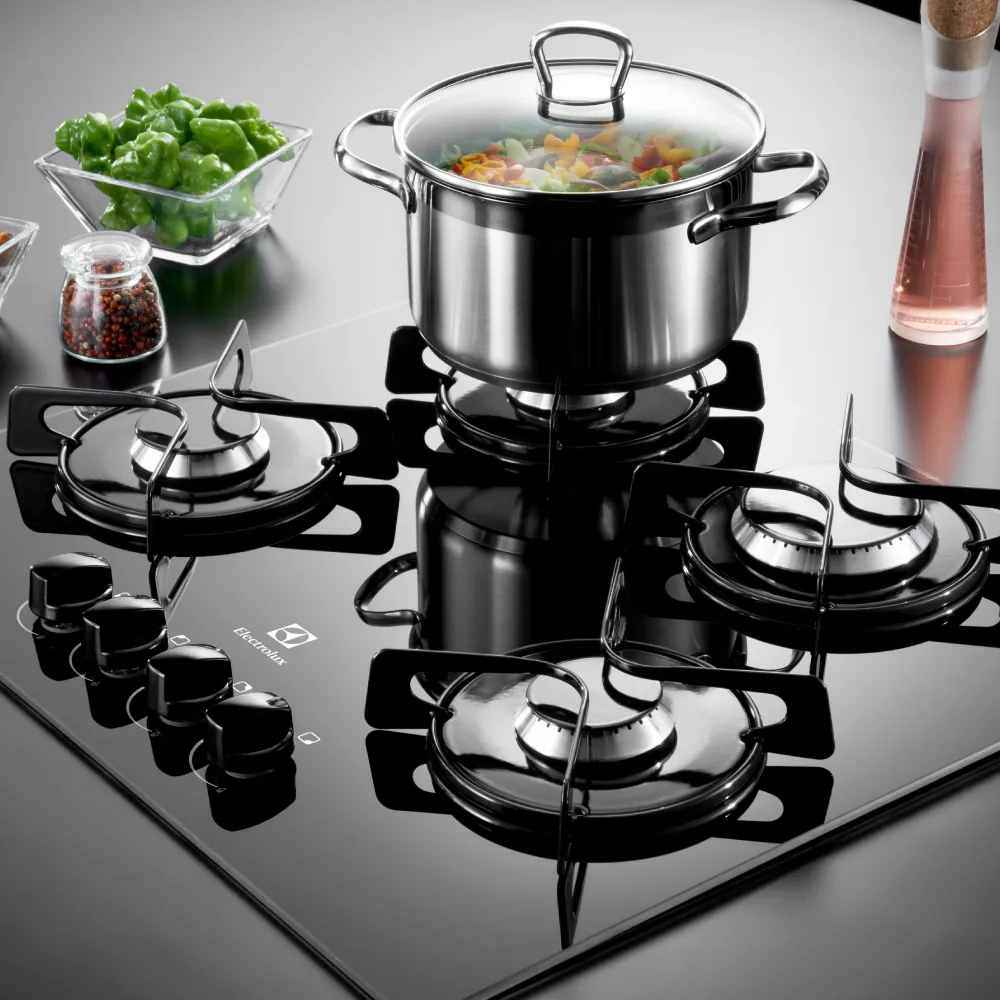 Anafe a gas Electrolux 4 hornallas – Cristal negro – GC60M