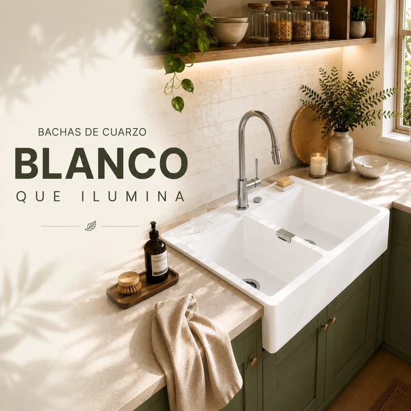 Bacha de cuarzo blanca para cocina — Kaliteknos Bacha de cuarzo blanca para cocina — Kaliteknos