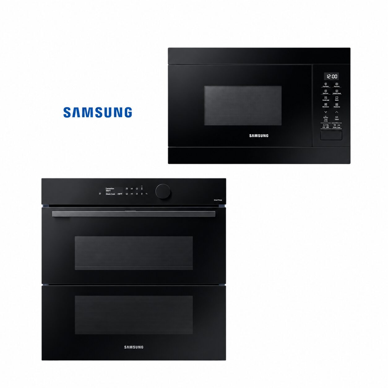 TORRE SAMSUNG 03: Horno Eléctrico (NV7B5745TAK) + Microondas (MG22M8054AK)